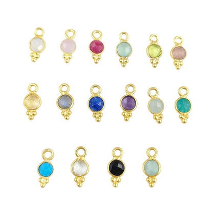 Green Emerald 4mm Gemstone Pendant Handmade Jewelry in Gold Vermeil