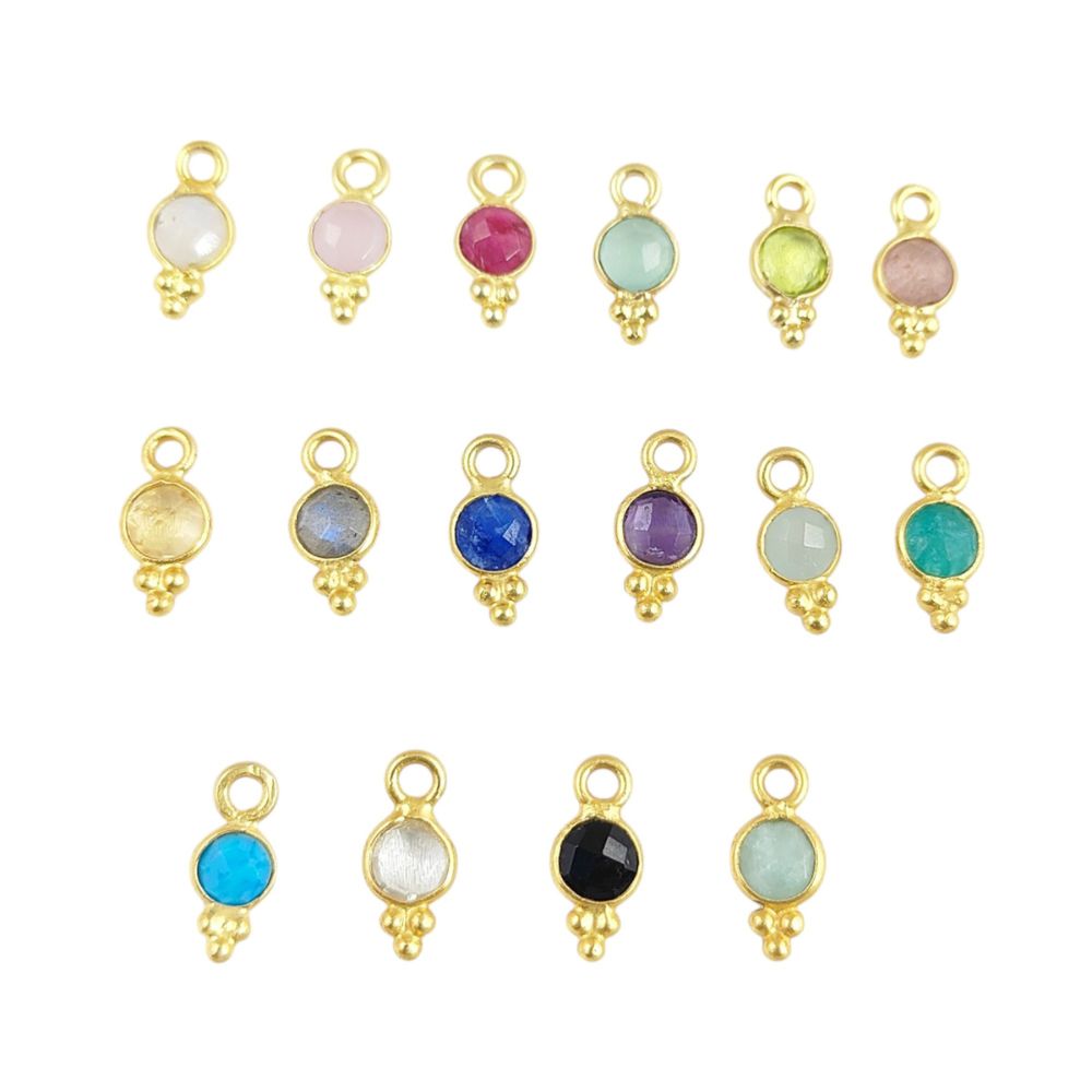 4mm Amazonite Necklace Charm Gold Vermeil Gemstone Pendant