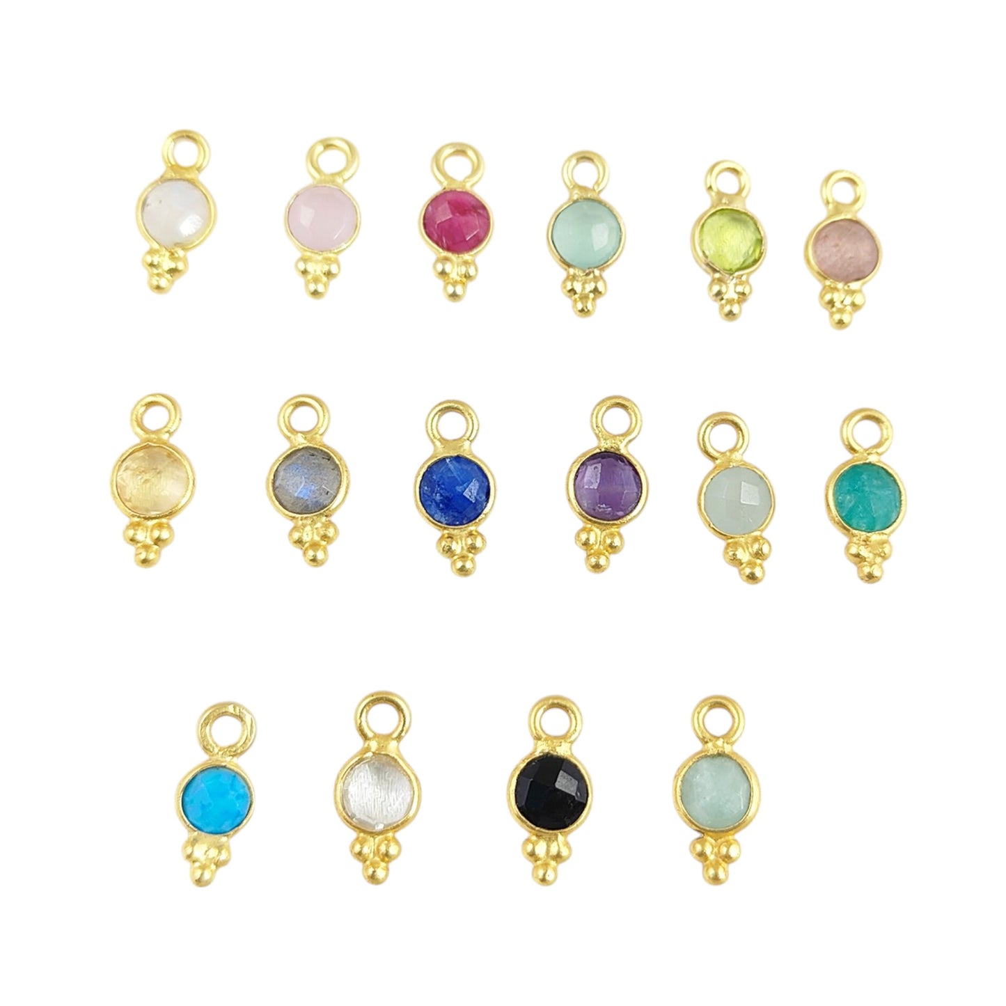 Multi-Color 4mm Faceted Gemstone Pendant Dainty Round Crystal Charms for Custom Jewelry Making
