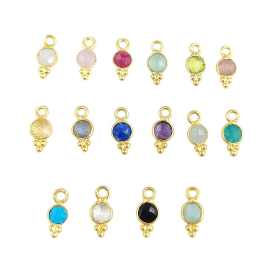 Multi-Color 4mm Faceted Gemstone Pendant Dainty Round Crystal Charms for Custom Jewelry Making