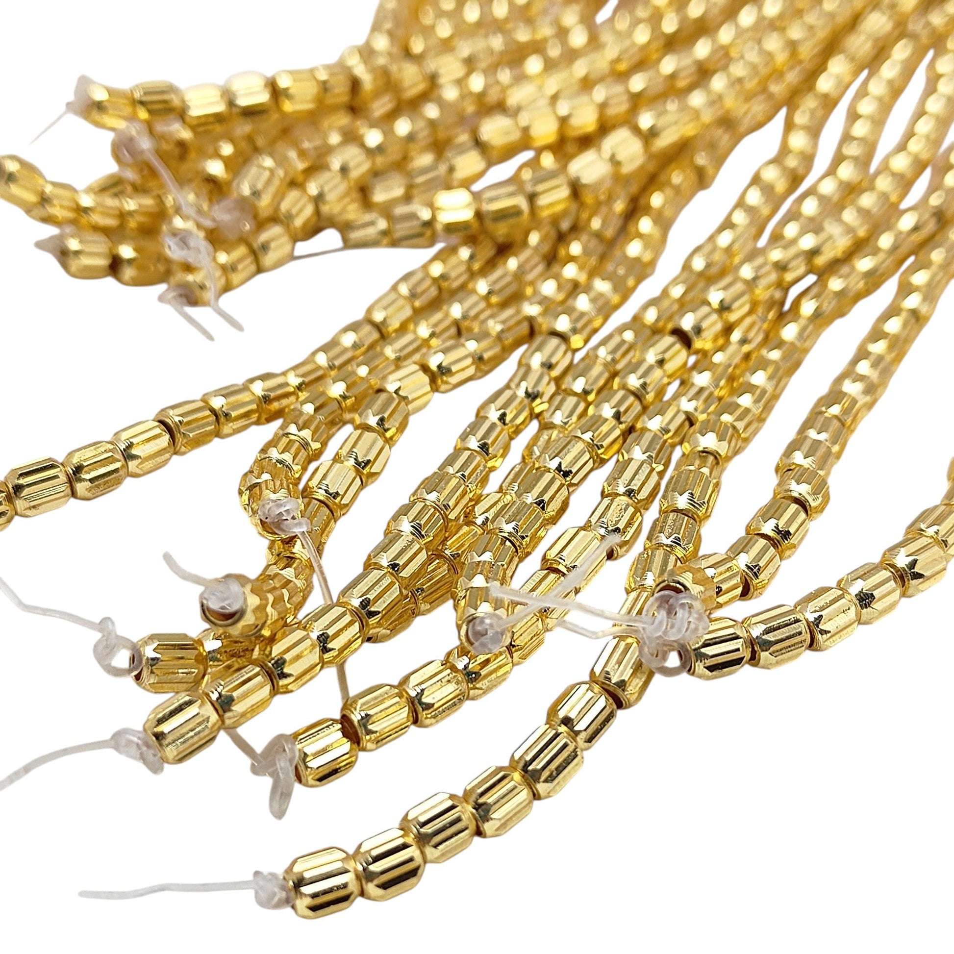 Gold plated brass mini tube beads spacer nuggets for handmade jewelry