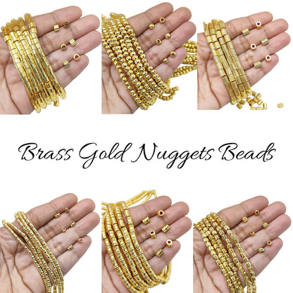 Mini nugget spacer beads gold plated brass for DIY jewelry