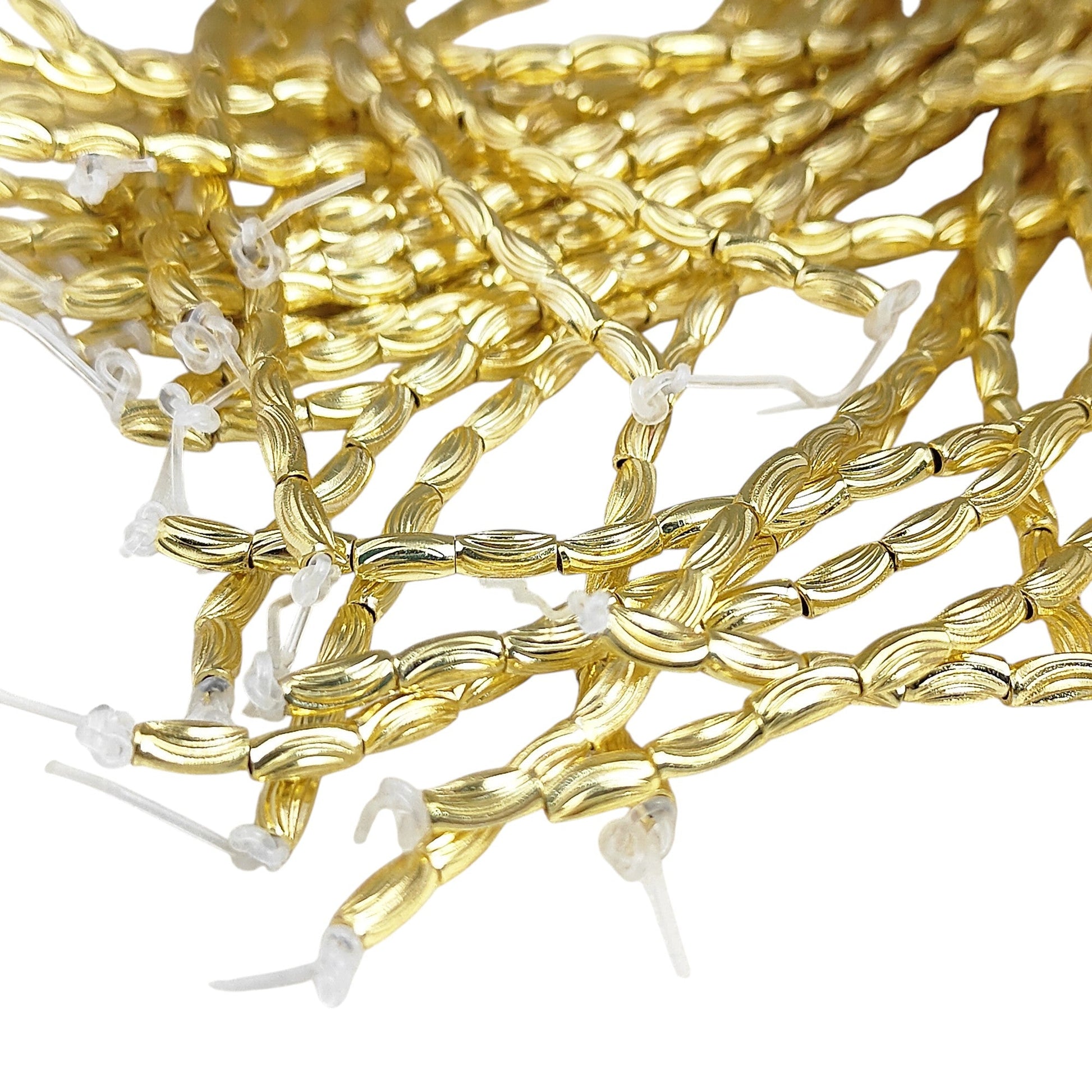 Gold plated brass tube beads for jewelry making