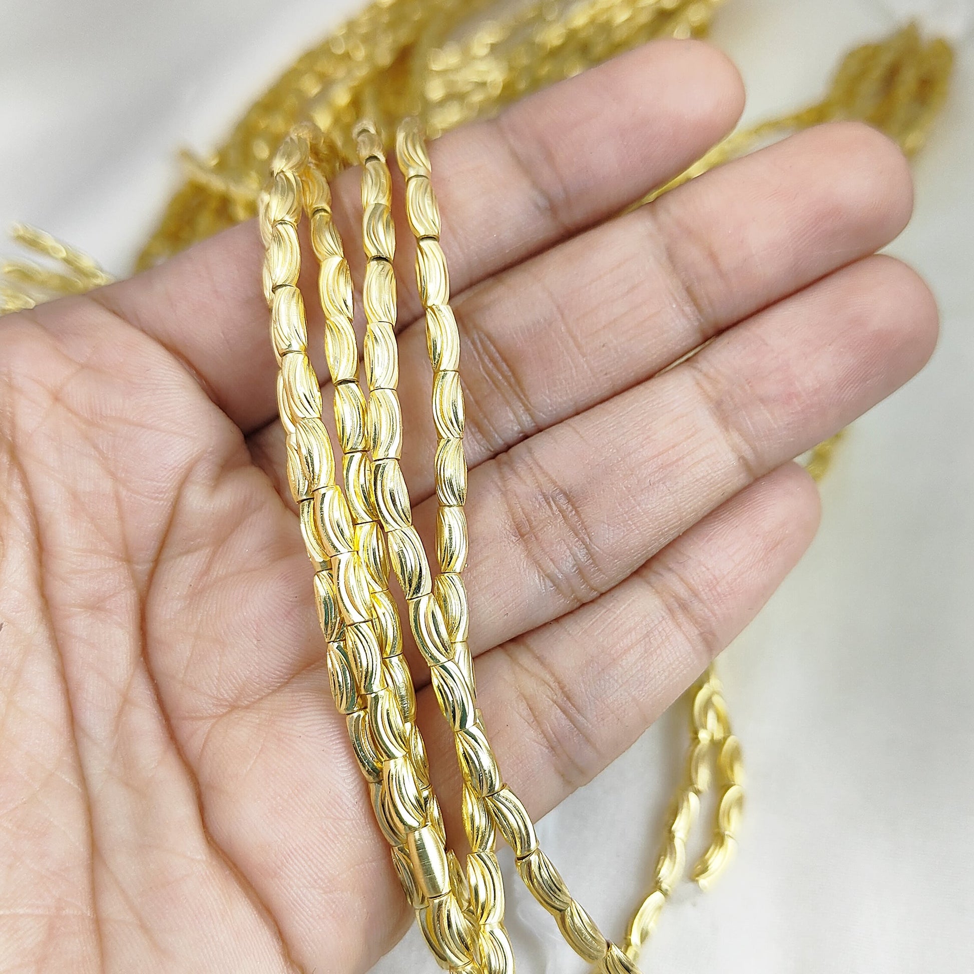 DIY jewelry making supplies gold plated tube beads