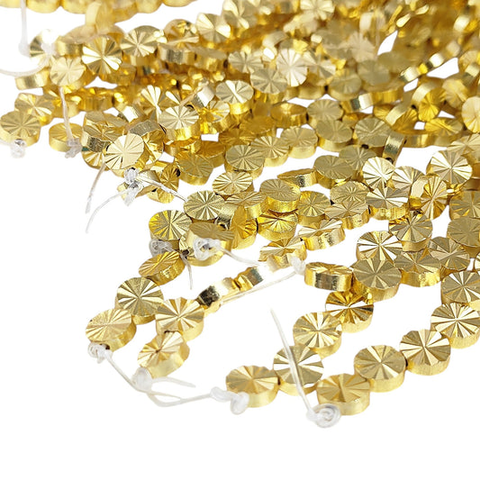 Gold plated flower beads with two holes for jewelry making