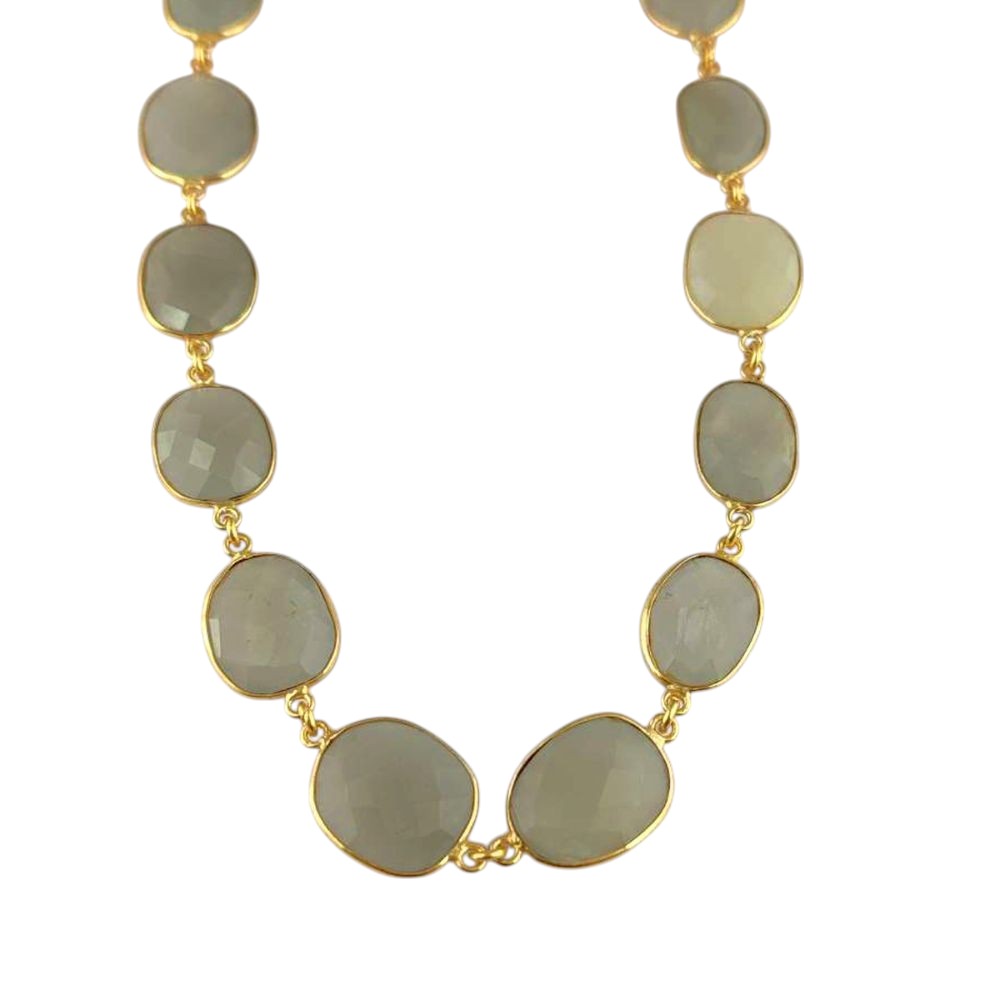 Gold plated grey moonstone bezel chain freeform gemstone links