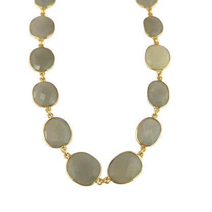 Gold plated grey moonstone bezel chain freeform gemstone links