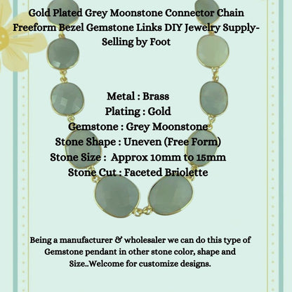 Grey moonstone connector chain for jewelry making