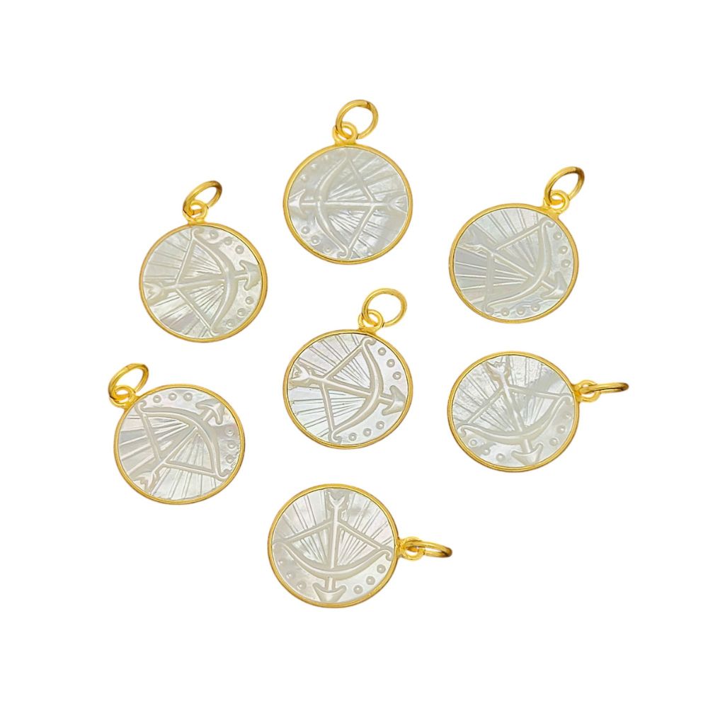Gold Vermeil Zodiac Sign Charms with White Pearl Pendant