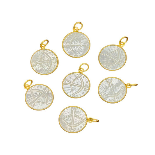 Sagittarius Zodiac Pendant – Gold Plated with White Pearl