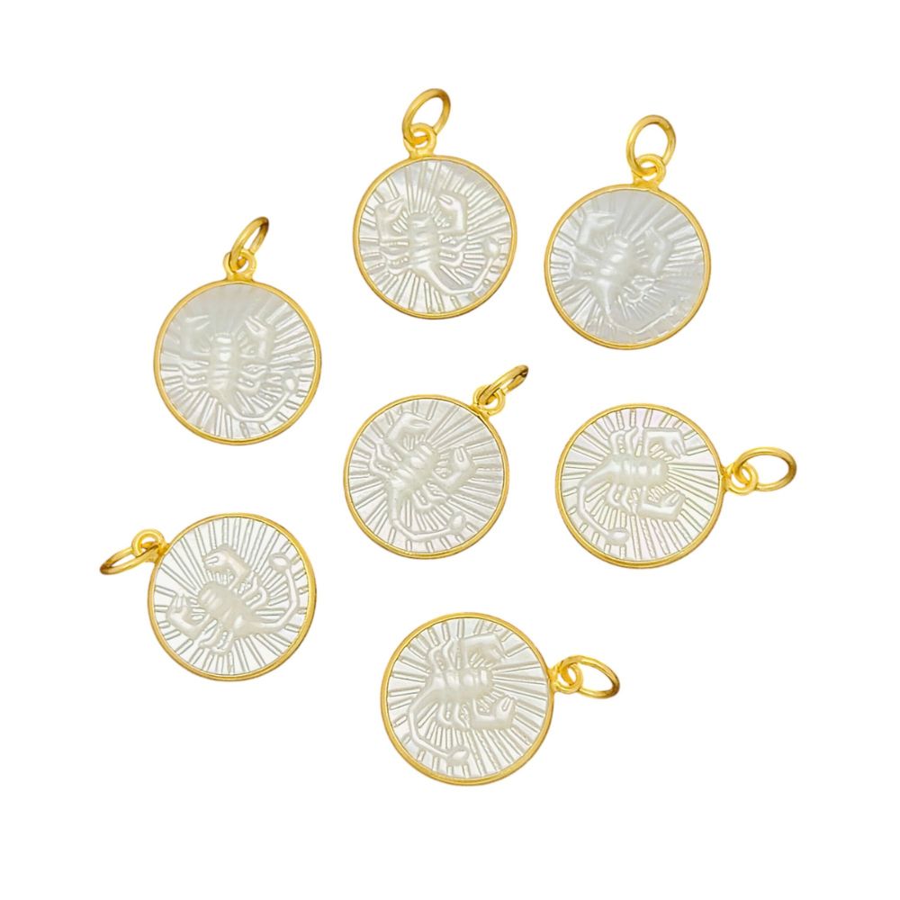 Scorpio Zodiac Pendant – Gold Plated with White Pearl