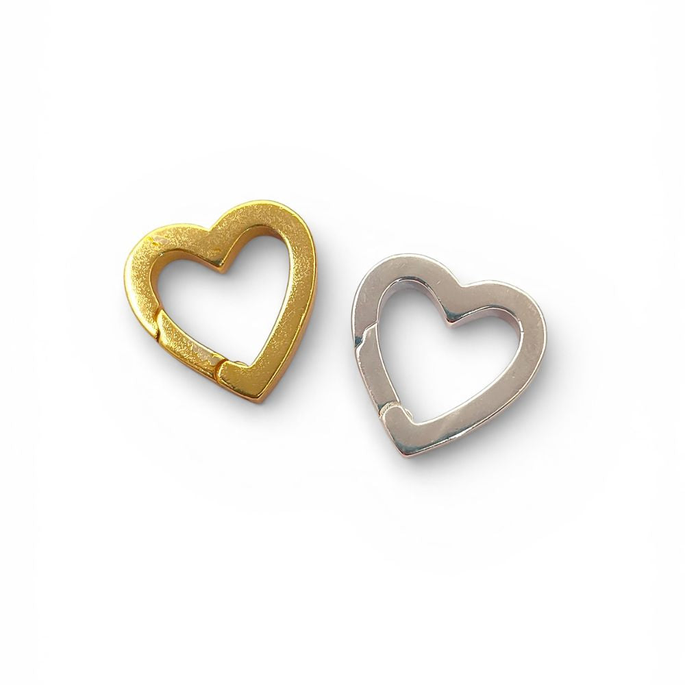 Gold & Silver Heart Carabiner Push Lock Clasp for Necklace Bracelet Jewelry Making