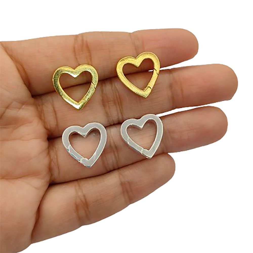 Gold & Silver Heart Carabiner Push Lock Clasp for Necklace Bracelet Jewelry Making