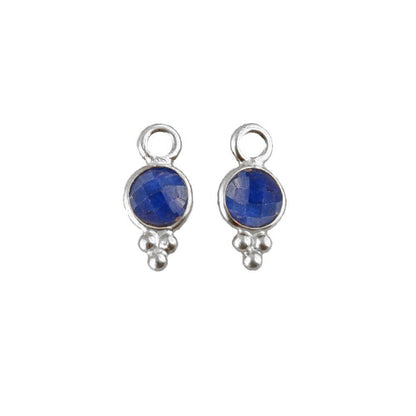 4mm Round Sapphire Pendant Handmade 925 Silver Charms for Jewelry