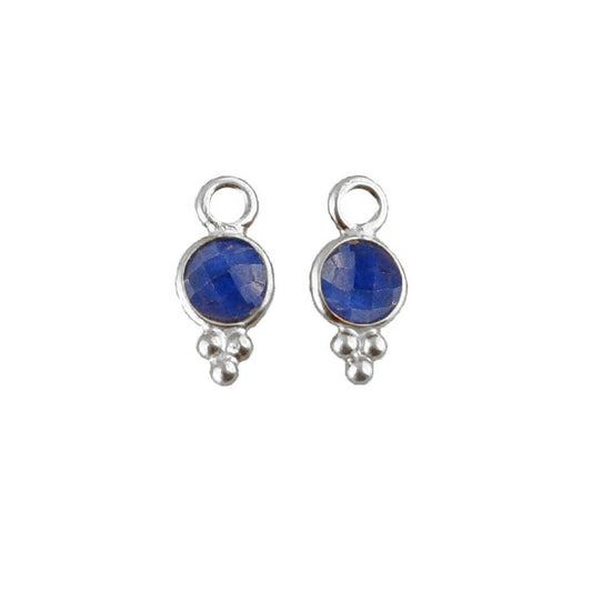 4mm Round Sapphire Pendant Handmade 925 Silver Charms for Jewelry