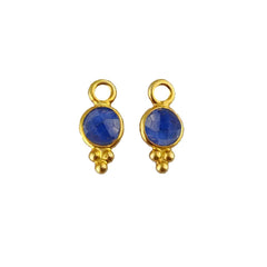 Gold Vermeil Sapphire Pendant 4mm Dainty Blue Gemstone Charm for DIY