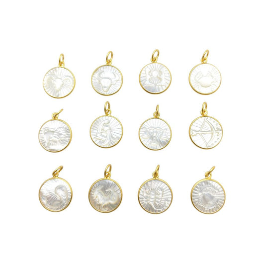 Gold Vermeil Zodiac Pendant with White Pearl