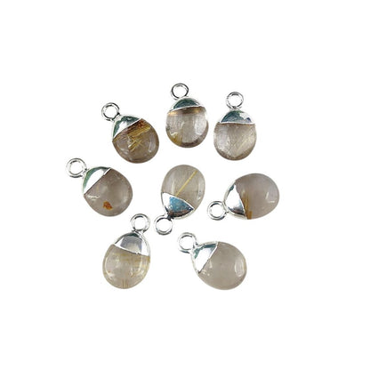 Golden Rutilated Quartz Crystal Pendant 8–10mm Spike Charm with Gold/Silver Electroplated Cap for DIY Jewelry Making