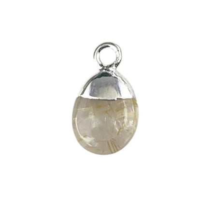 Golden Rutilated Quartz Crystal Pendant 8–10mm Spike Charm with Gold/Silver Electroplated Cap for DIY Jewelry Making