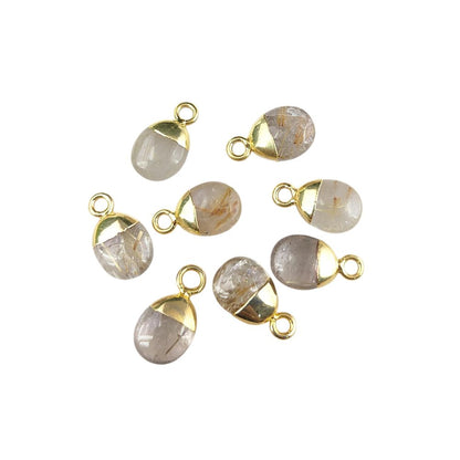 Golden Rutilated Quartz Crystal Pendant 8–10mm Spike Charm with Gold/Silver Electroplated Cap for DIY Jewelry Making