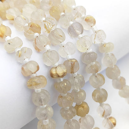 Radiant Golden Rutile Pumpkin Beads – Beautiful Gemstones for Wire Wrapping & Crafting