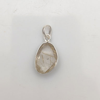 Golden Rutile Quartz Pendant 10-15mm Uneven Shape Gold or Silver Plated Handmade Jewelry