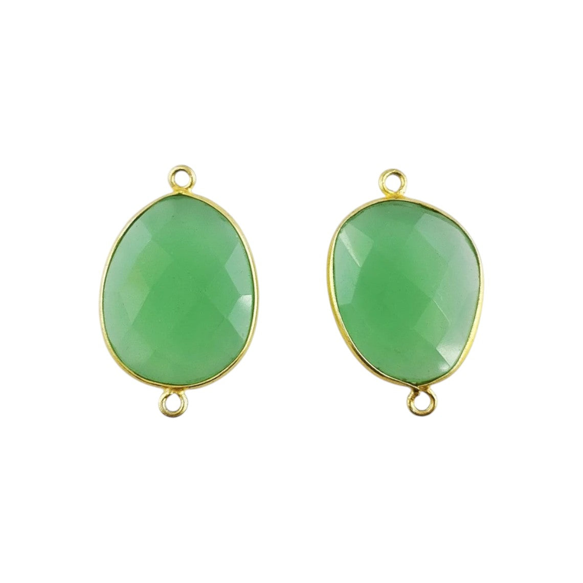 12–15mm Free Form Green Chalcedony Bezel Connector, Gold Plated Link for DIY Necklaces, Bracelets & Earrings- Selling Per Piece