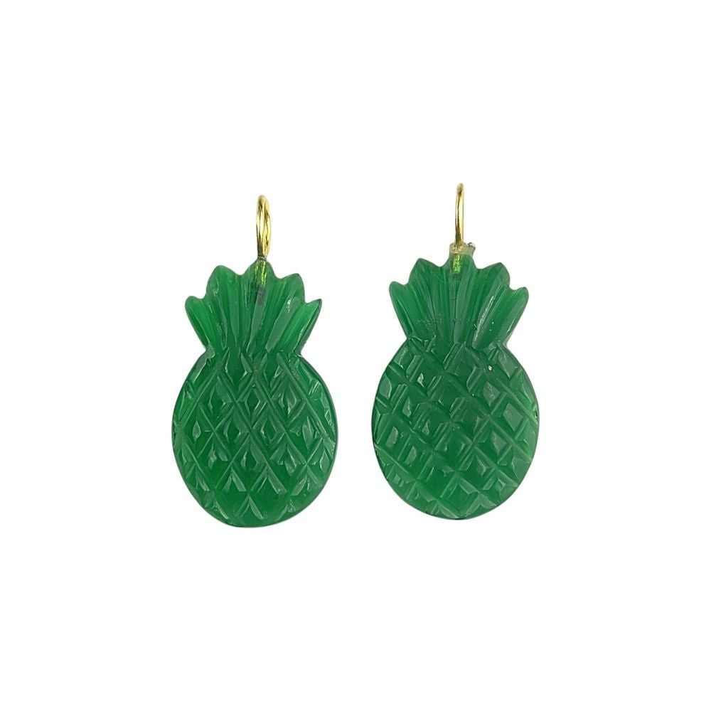 Green Onyx Gemstone Pineapple Pendant Gold Plated 925 Silver Tropical Fruit Charm for Necklaces & Bracelets- Selling Per Piece
