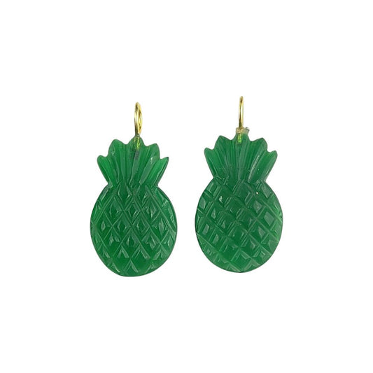Green Onyx Gemstone Pineapple Pendant Gold Plated 925 Silver Tropical Fruit Charm for Necklaces & Bracelets- Selling Per Piece