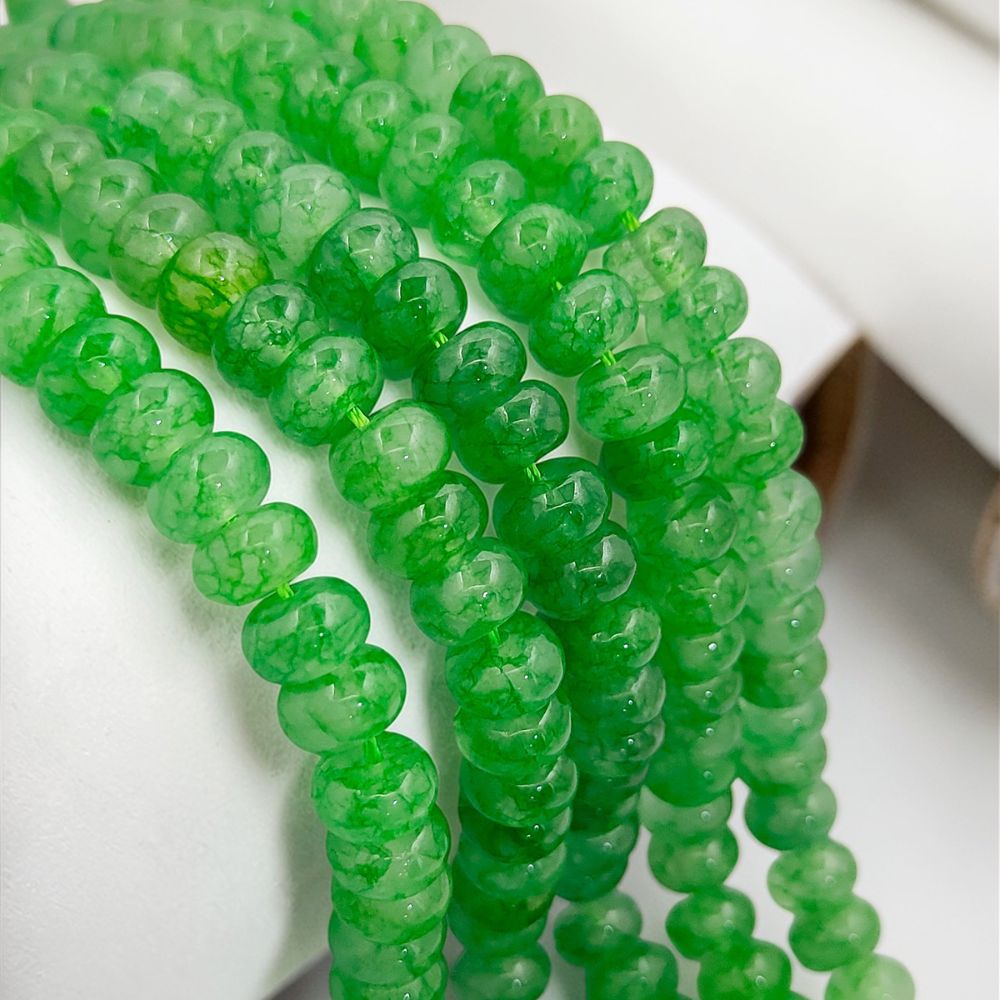 Green Strawberry Quartz 8mm Rondelle Beads Smooth Gemstone Strand for Jewelry Making