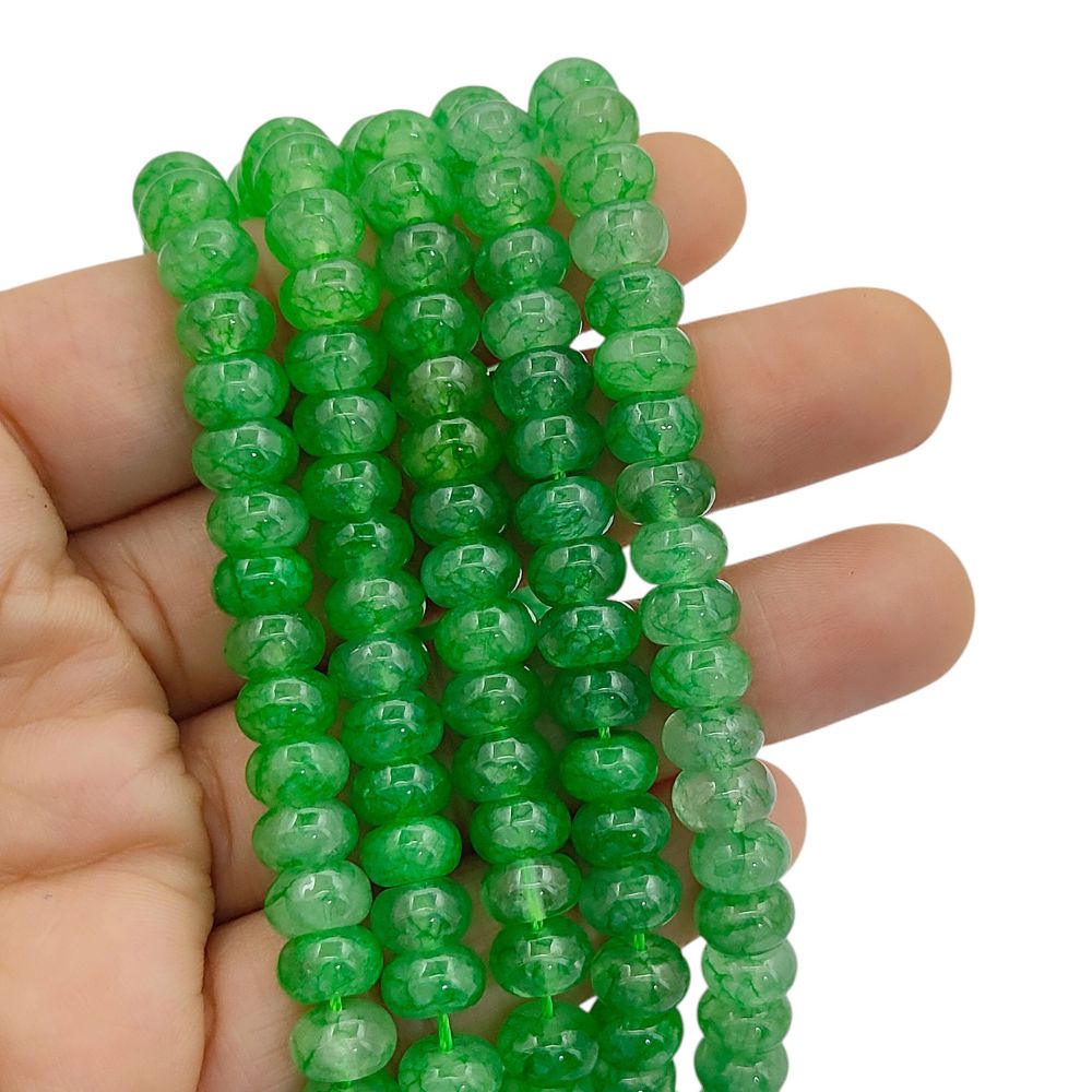 Green Strawberry Quartz 8mm Rondelle Beads Smooth Gemstone Strand for Jewelry Making