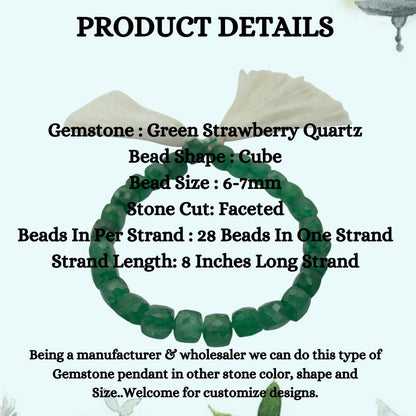 Green Strawberry Quartz Beads Natural Gemstone, Elegant Faceted Jewelry Making Beads for Bracelets, Necklaces & Craft Designs – Selling Per Strand