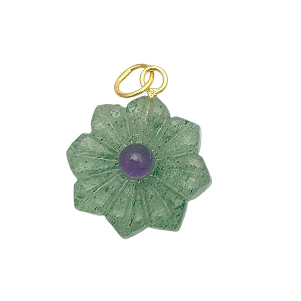 Green Strawberry Quartz handmade pendant for DIY jewelry making