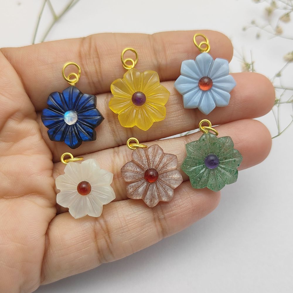 One-of-a-kind handmade green gemstone charm for crafts