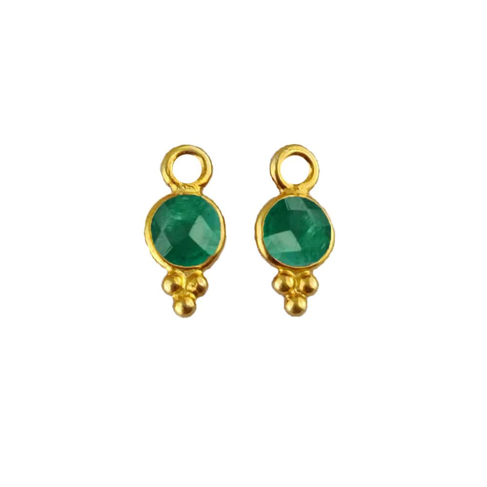 Green Emerald 4mm Gemstone Pendant Handmade Jewelry in Gold Vermeil