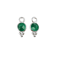 Handcrafted 4mm Round Emerald Bezel-Set Charm Pendant