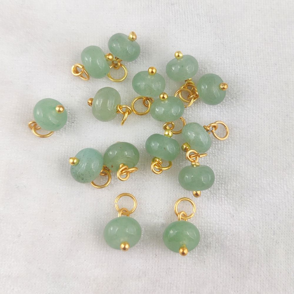 8mm Green Jade Pendant – Gold Plated Sterling Silver Beaded Charm for Handmade Jewelry