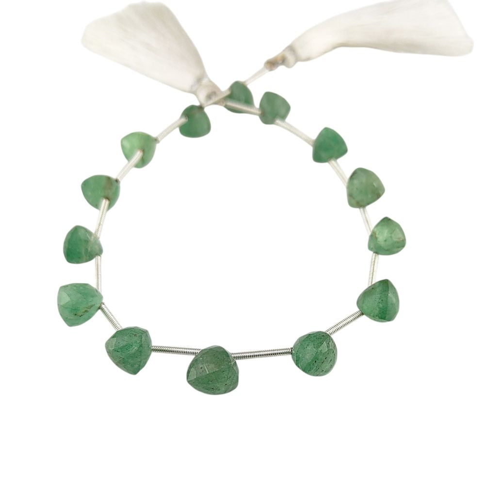 Green Strawberry Quartz Faceted Beads – High-Quality Trillion Cut Stones