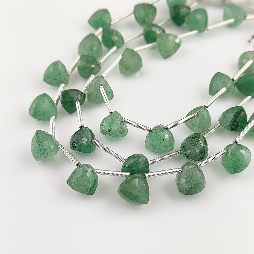 Green Strawberry Faceted Beads High-Quality Trillion Cut Stones