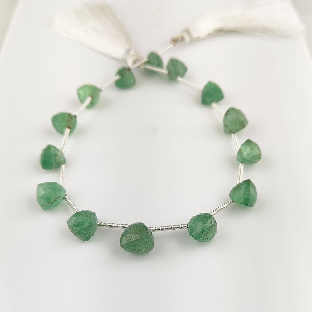 AAA Green Strawberry Quartz Beads – Trillion Cut Faceted Gemstones
