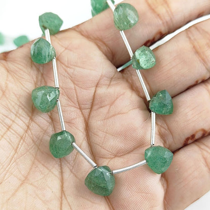 Green Strawberry Faceted Beads High-Quality Trillion Cut Stones