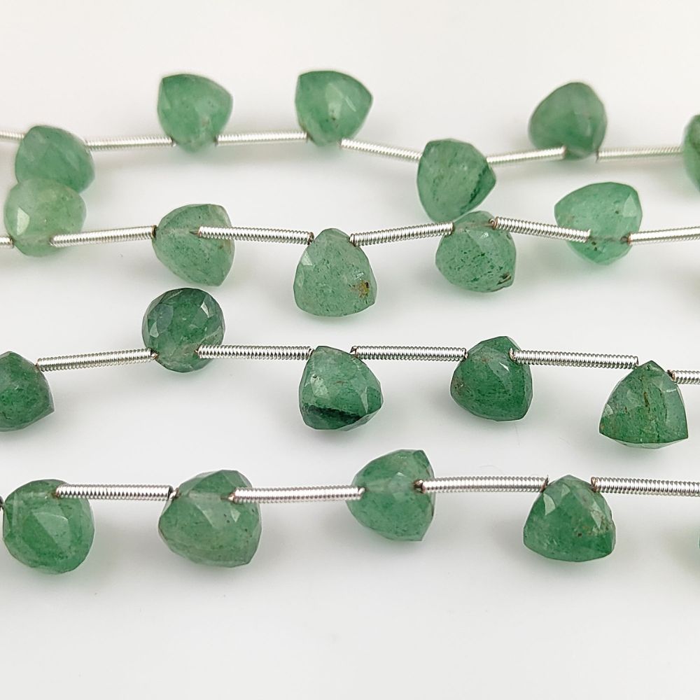 Green Strawberry Faceted Beads High-Quality Trillion Cut Stones