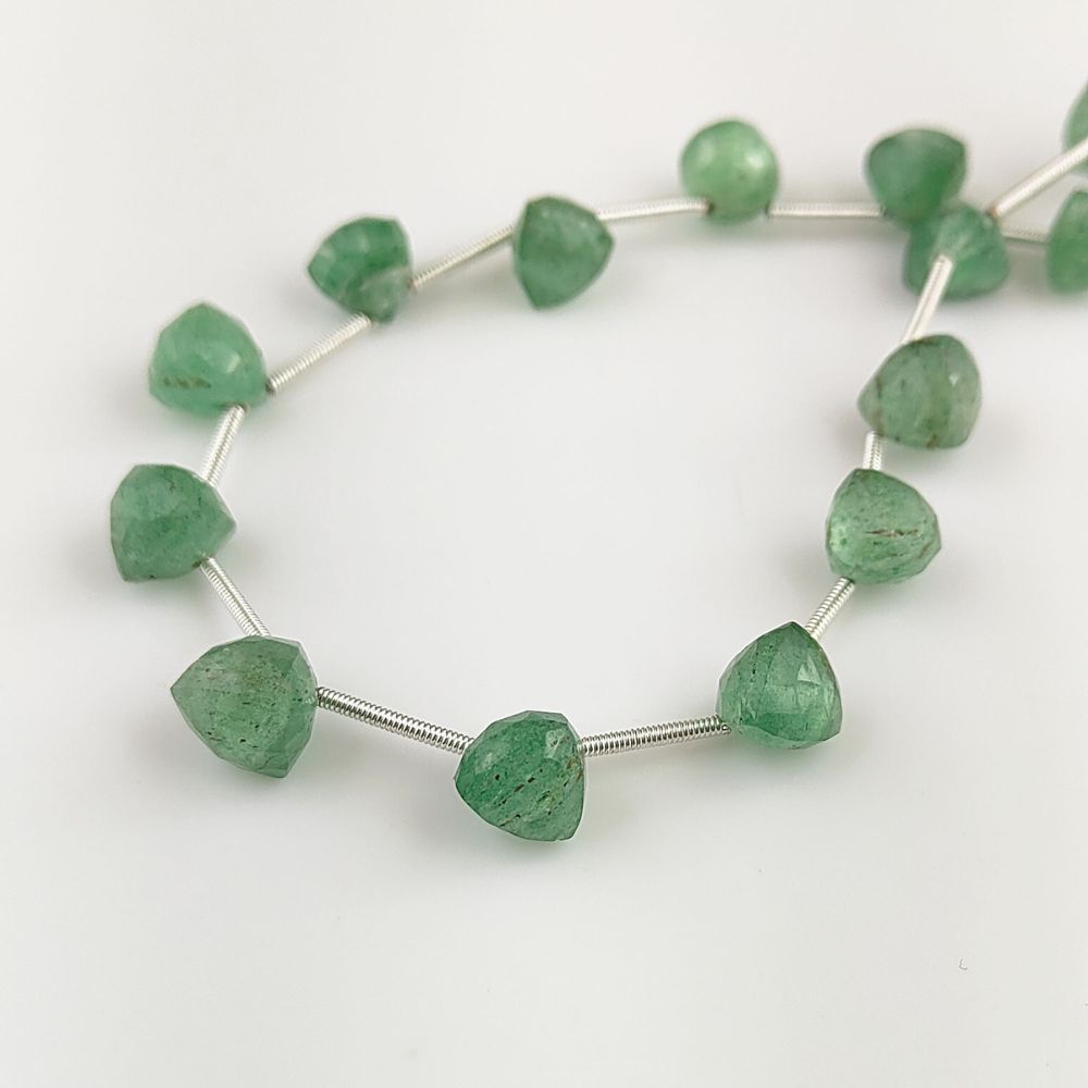 Genuine Green Strawberry Quartz Trillion Shape Beads – Loose Gemstones