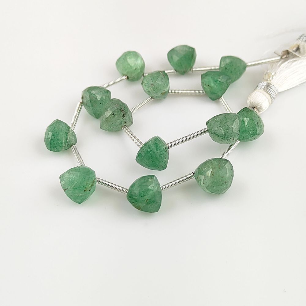 Natural Green Strawberry Quartz Faceted Beads – Trillion Cut Stones