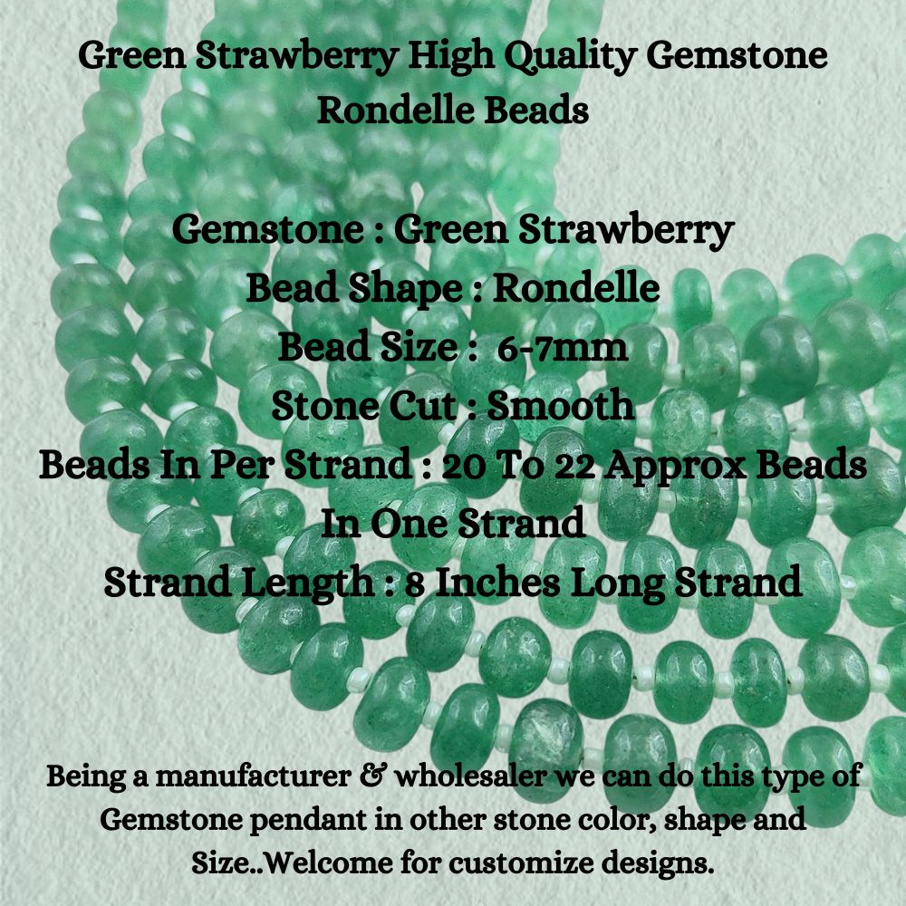 Green Strawberry High Quality Gemstone Rondelle Beads