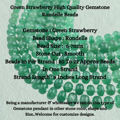 Green Strawberry High Quality Gemstone Rondelle Beads