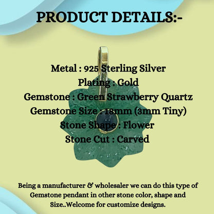 Handmade Green Strawberry Quartz Crystal Necklace Charm