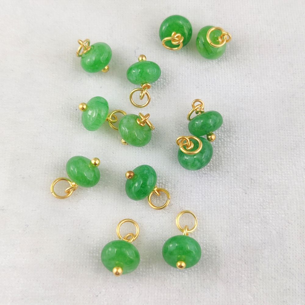 8mm Green Strawberry Quartz Pendant – Gold Plated Sterling Silver Beaded Charm for Handmade Jewelry
