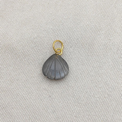 Gold Plated Sterling Silver Grey Moonstone Seashell Pendant Natural Gemstone Jewelry