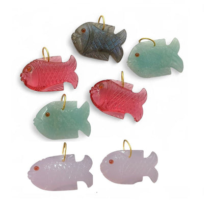 Hand-Carved Amazonite Floating Fish Pendant Gold Plated 925 Silver Gemstone Charm for Unique Jewelry Designs- Selling Per Piece